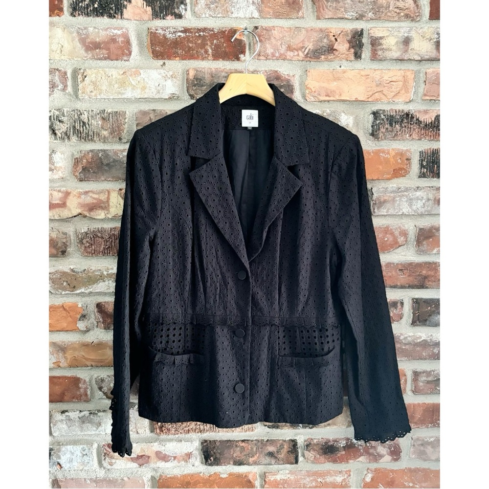 CAbi 5293 Black Flamenco Eyelet Ruffle Blazer, 12